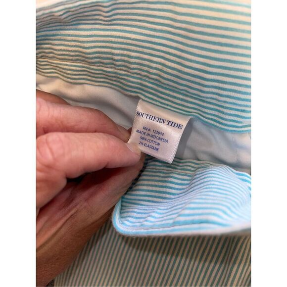Southern Tide the Skipjack Green‎ Striped Seersucker Bermuda Shorts 32 A19 - Picture 3 of 7